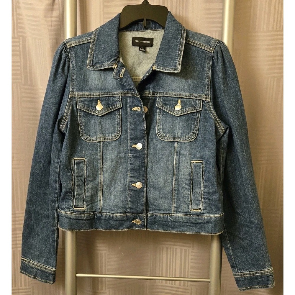 Free Assembly Denim Jacket Long Sleeve Blue Womens Small‎ S 4/6 Buttons